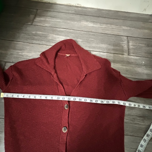 Free People Ella Sweater Ribbed Collared Cardigan Coquette Boho Crop Top - Picture 5 of 7